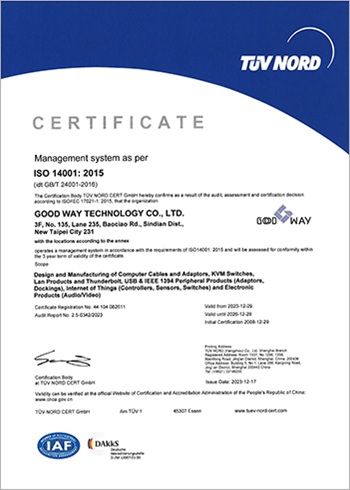 ISO 14001:2015_Kunshan Factory & Taipei Factory