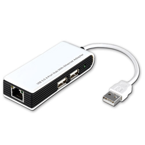 HE2440 USB 2.0 4-port Hub with Ethernet Adapter